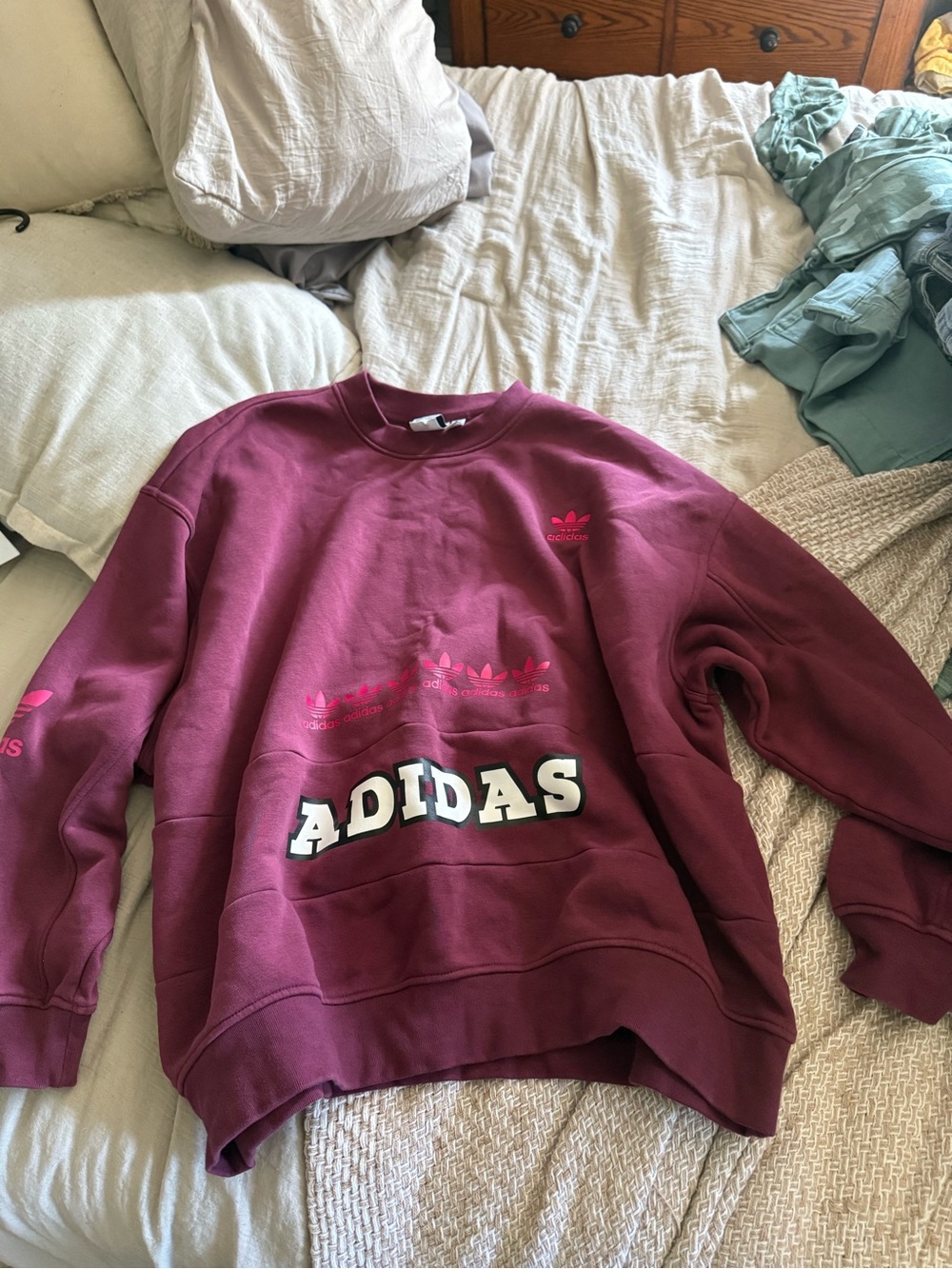 Adidas womens Maroon Crewneck Sweatshirt